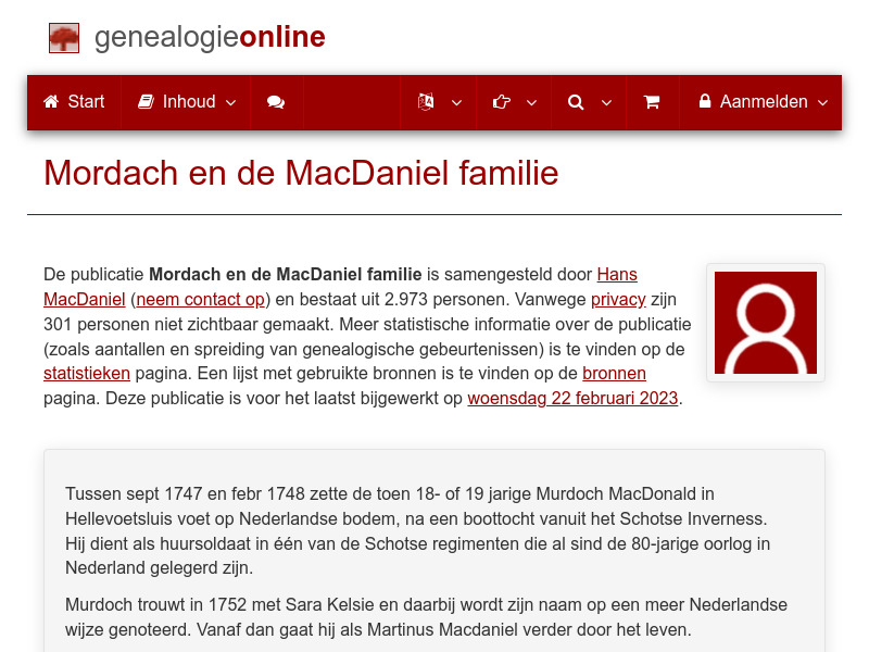 Screenshot van website