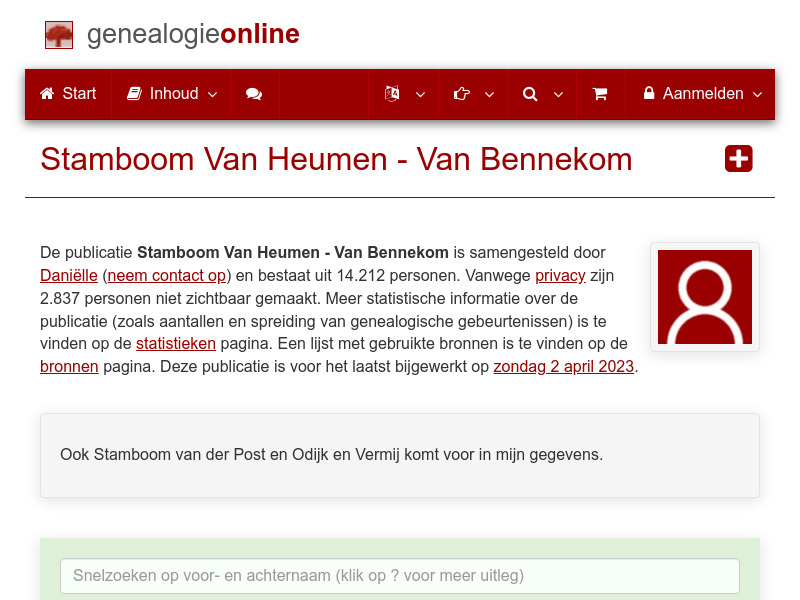 Screenshot van website