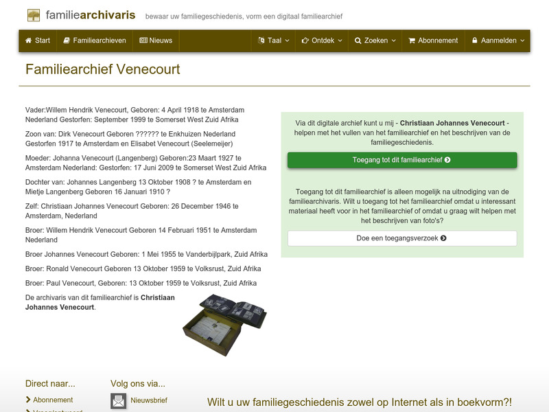 Screenshot van website
