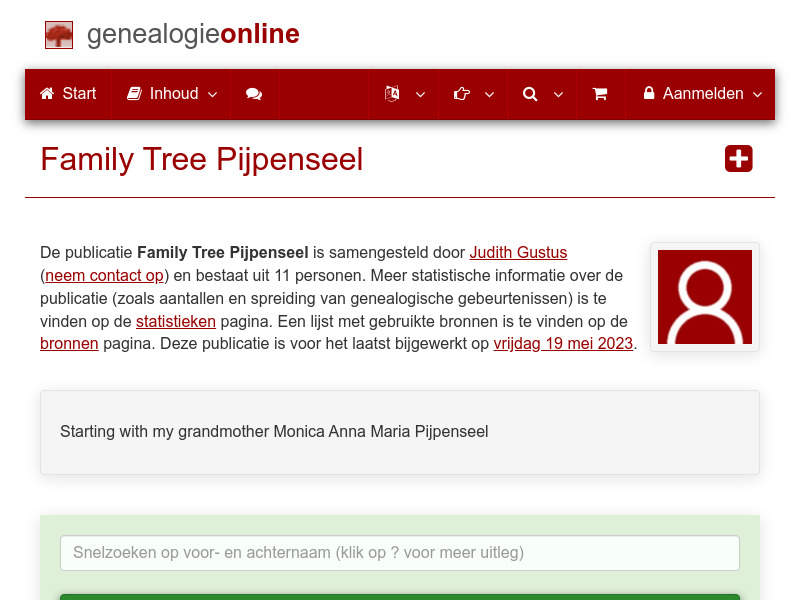 Screenshot van website
