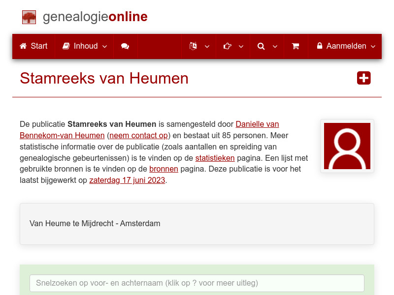 Screenshot van website