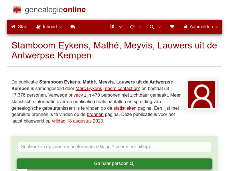 Screenshot van website