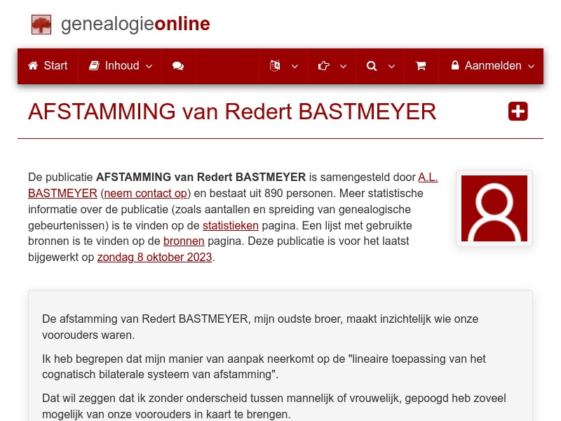 Screenshot van website