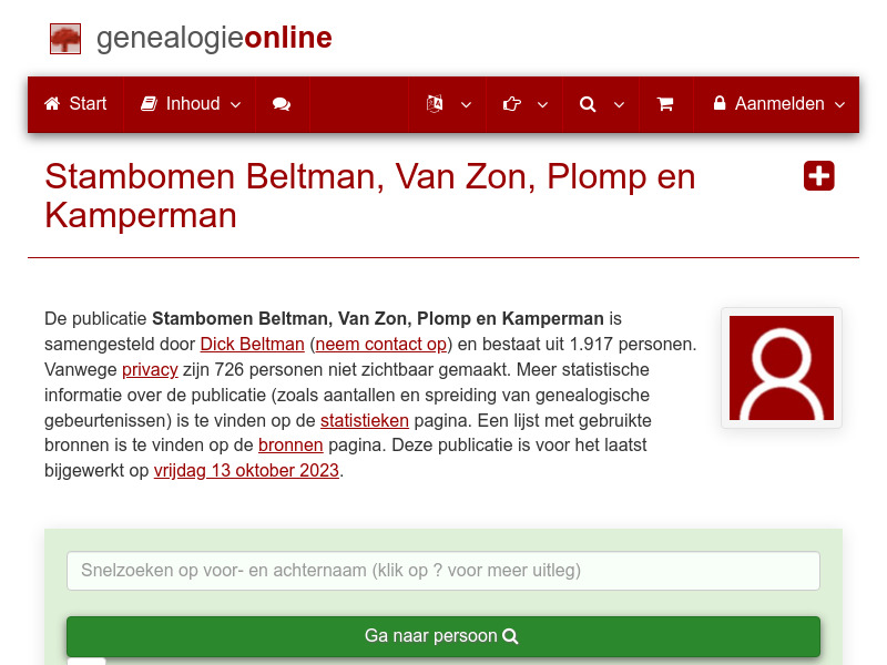 Screenshot van website