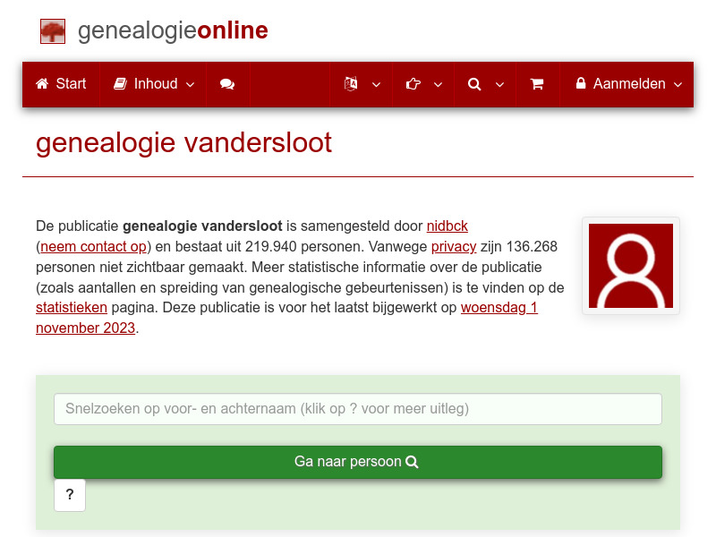 Screenshot van website