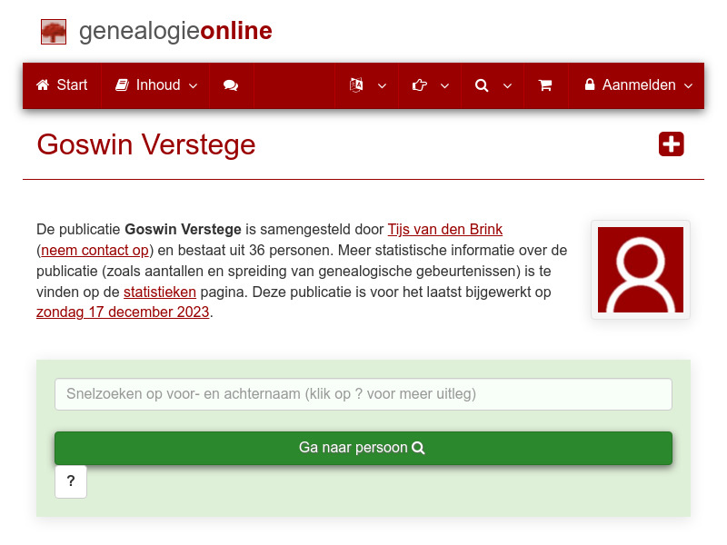Screenshot van website