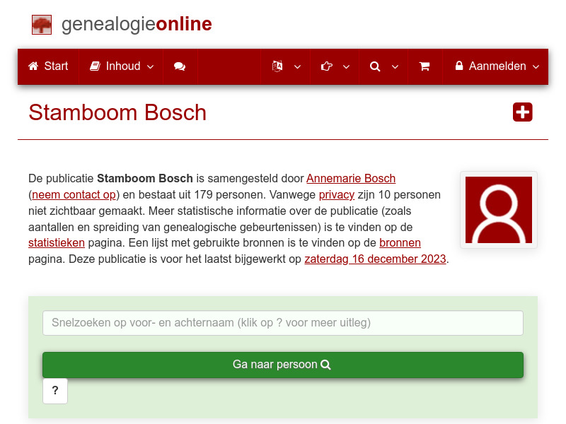 Screenshot van website