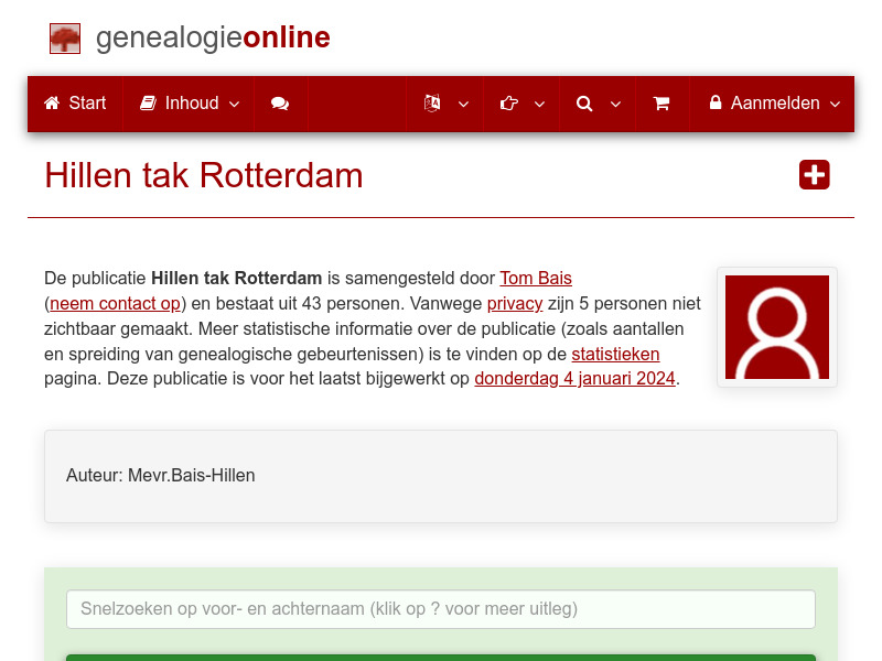Screenshot van website