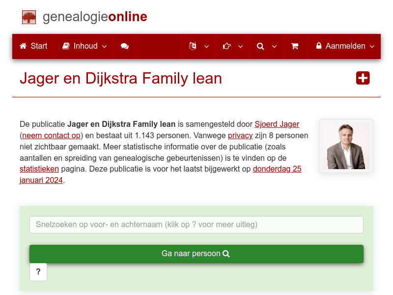 Screenshot van website