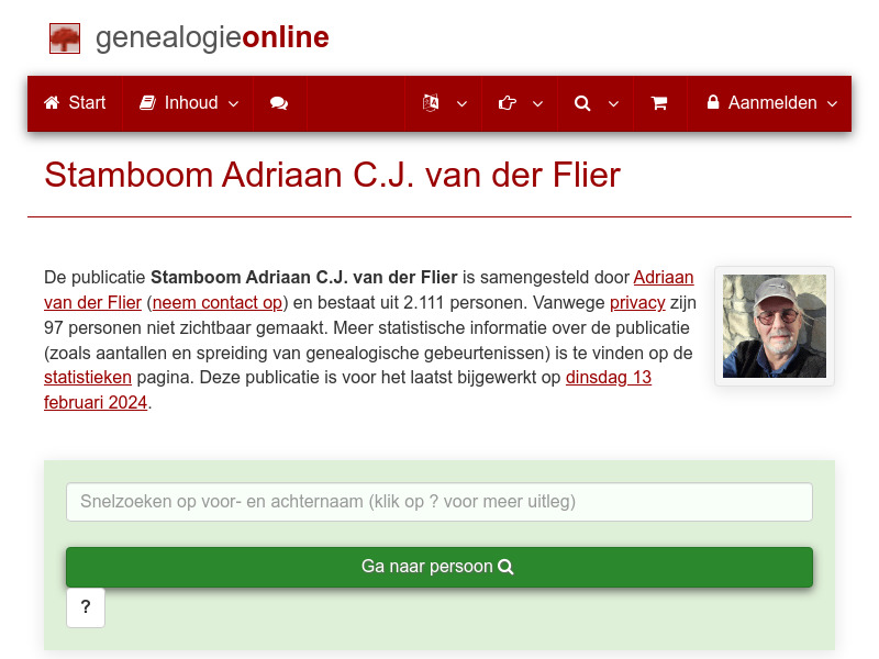 Screenshot van website