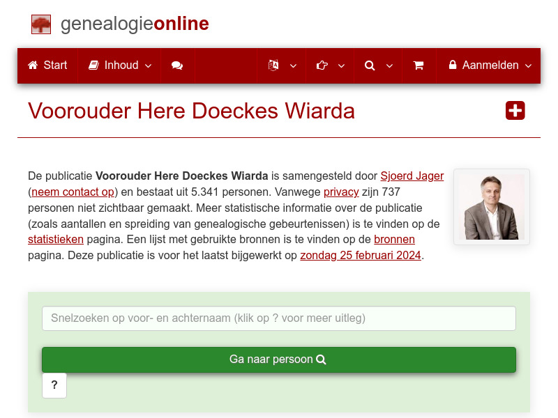 Screenshot van website