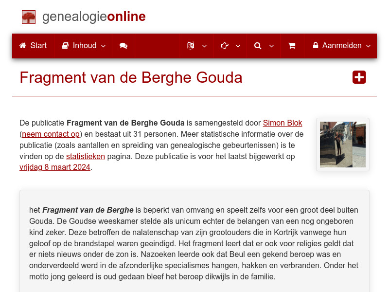 Screenshot van website