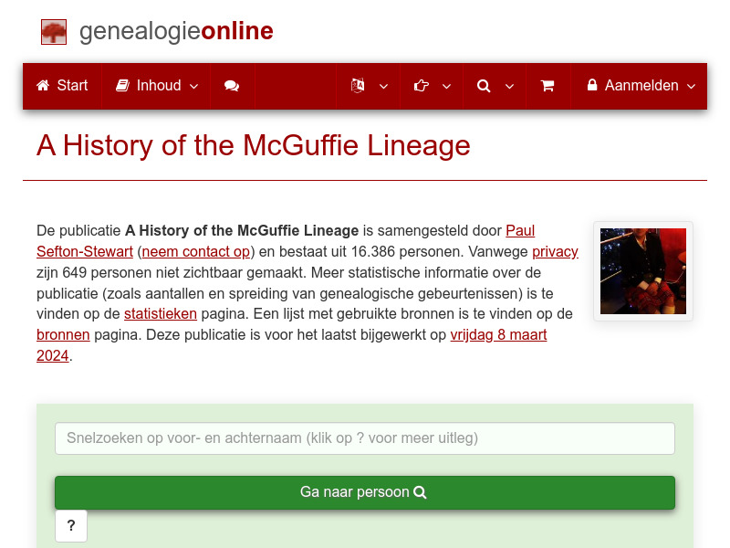 Screenshot van website