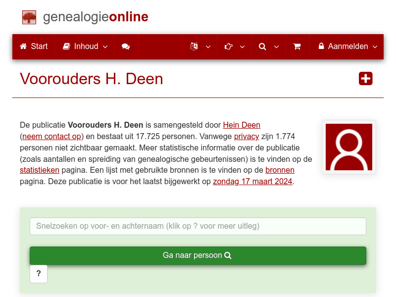 Screenshot van website