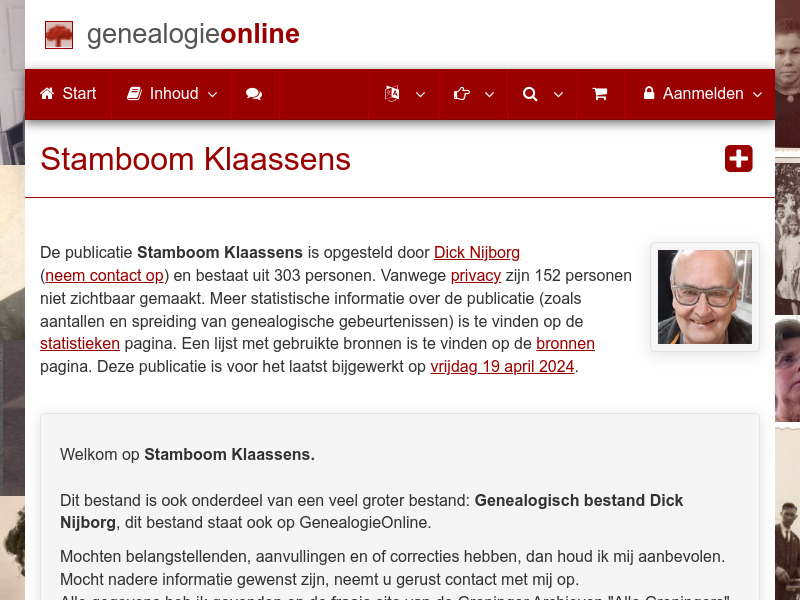 Screenshot van website