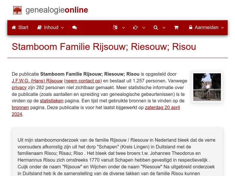 Screenshot van website