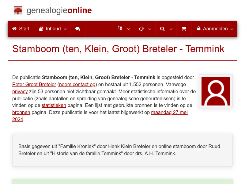 Screenshot van website