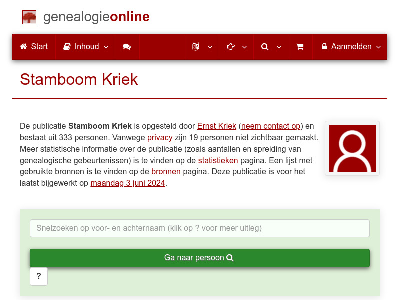 Screenshot van website