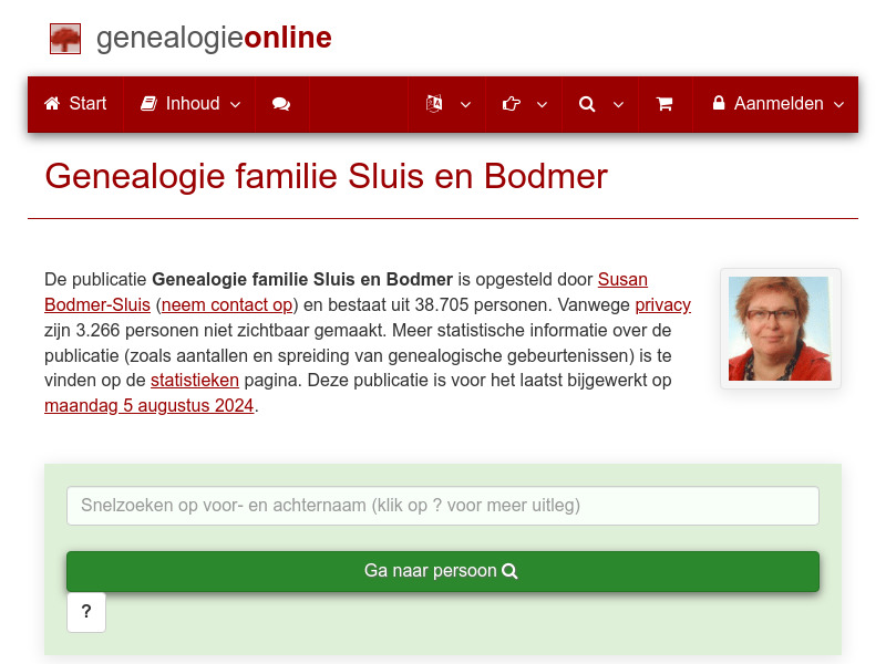 Screenshot van website