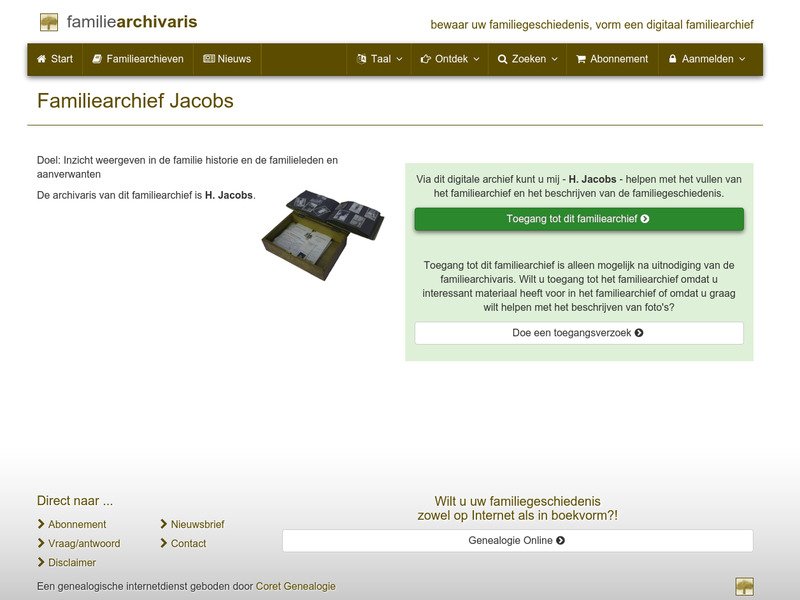 Screenshot van website