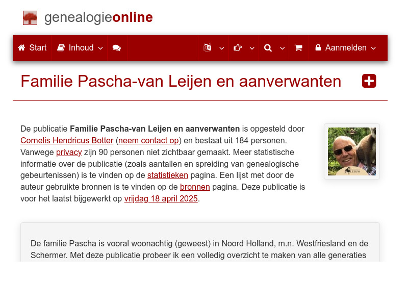 Screenshot van website