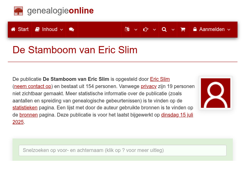 Screenshot van website