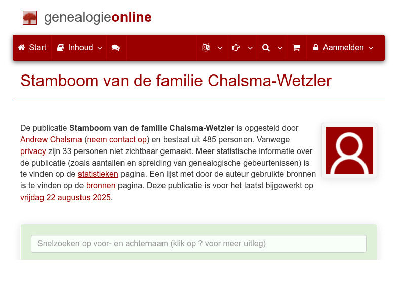 Screenshot van website