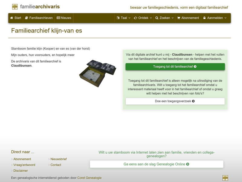 Screenshot van website