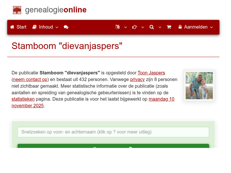 Screenshot van website