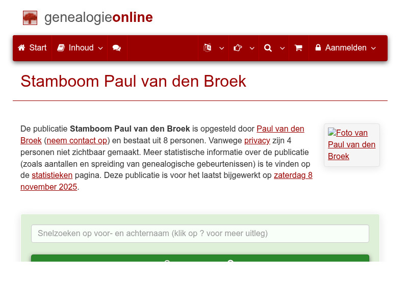 Screenshot van website