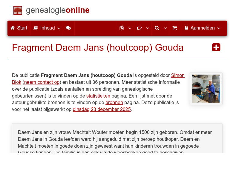 Screenshot van website