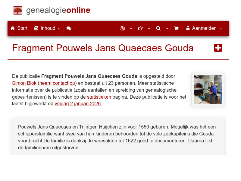 Screenshot van website