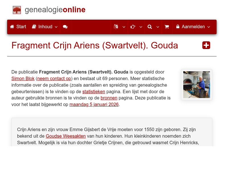 Screenshot van website