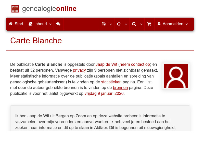 Screenshot van website
