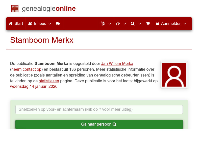 Screenshot van website