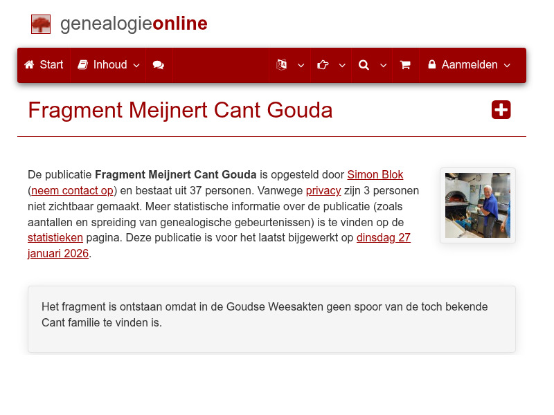 Screenshot van website