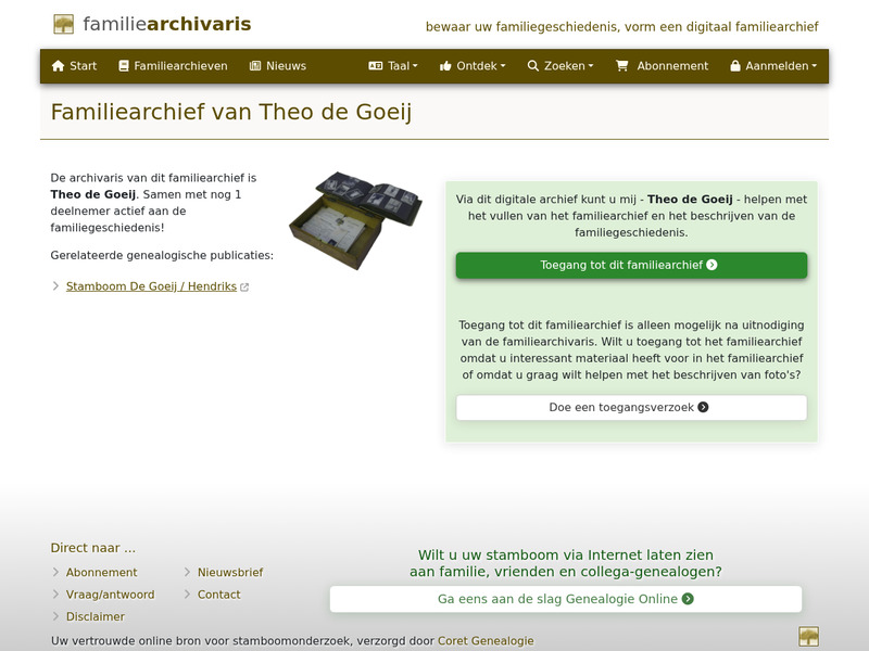 Screenshot van website