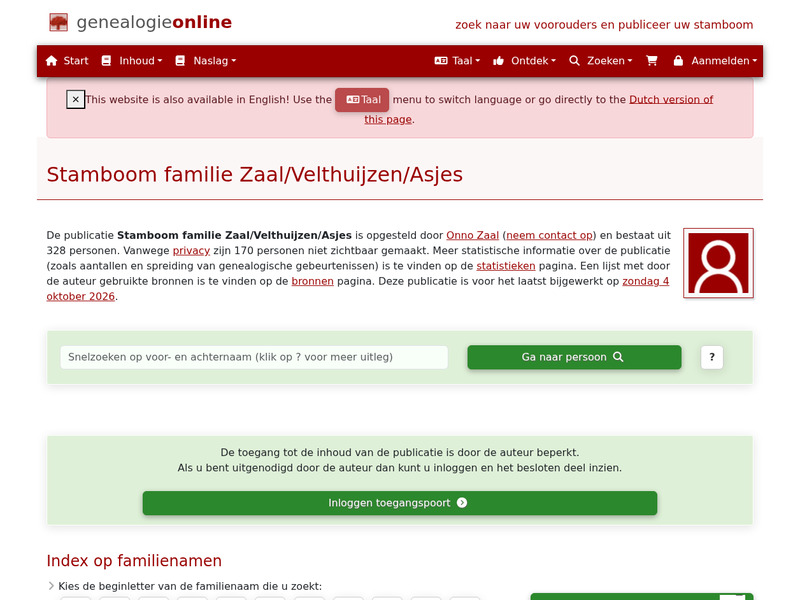 Screenshot van website