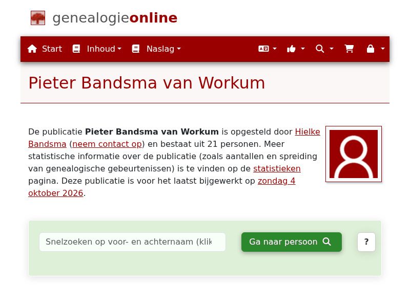 Screenshot van website