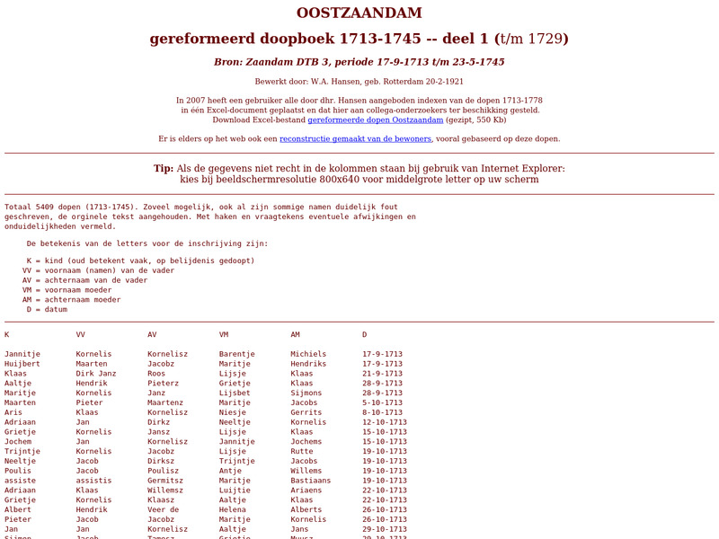 Screenshot van website