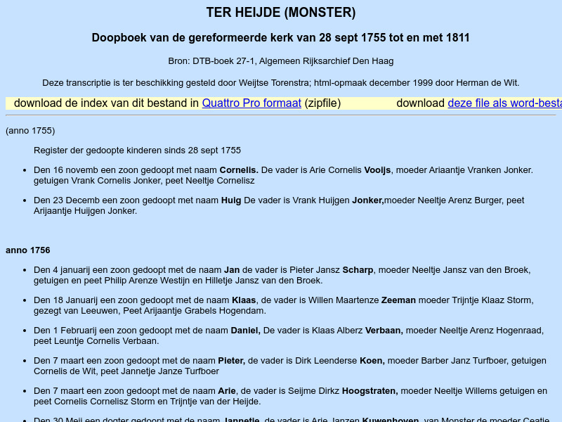 Screenshot van website