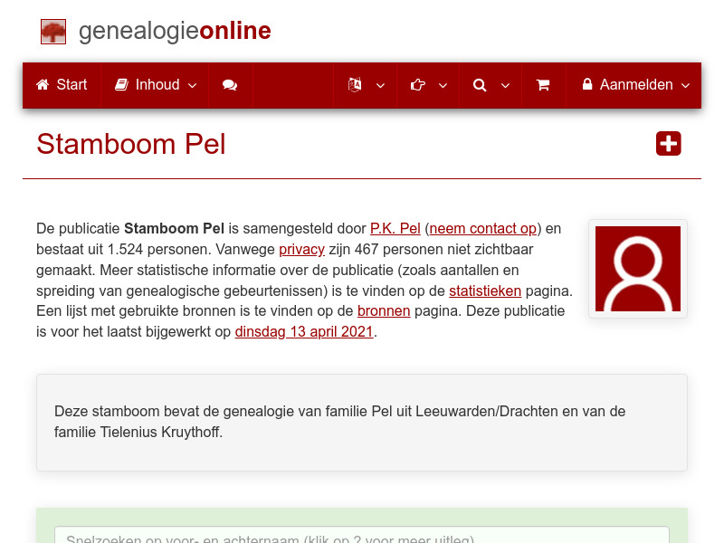 Screenshot van website
