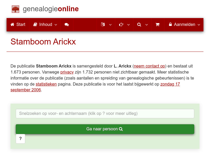 Screenshot van website