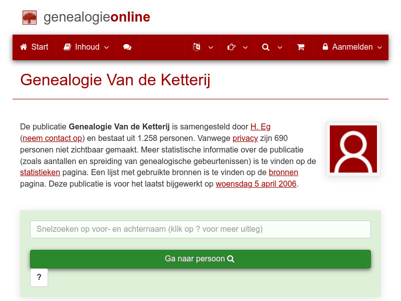 Screenshot van website