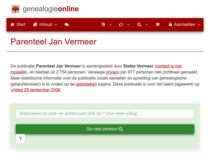 Screenshot van website