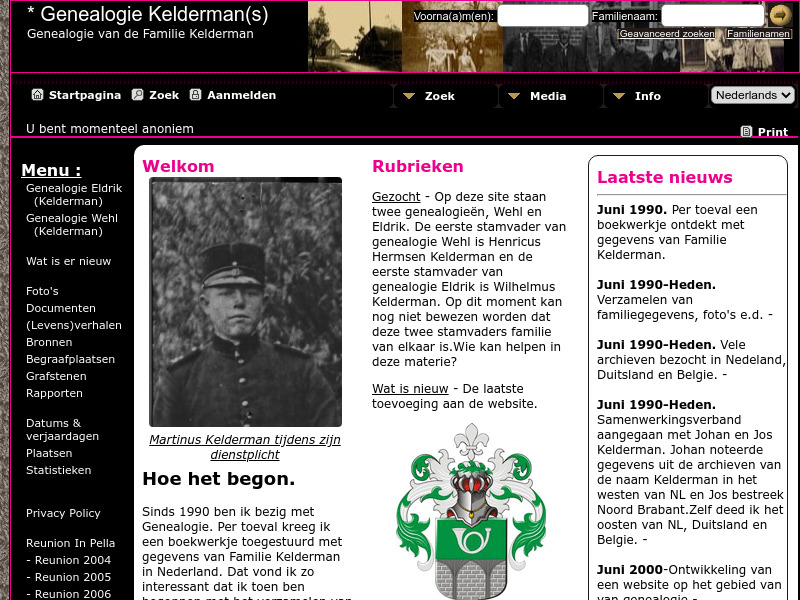 Screenshot van website