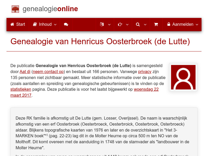 Screenshot van website