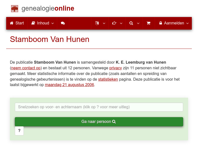 Screenshot van website