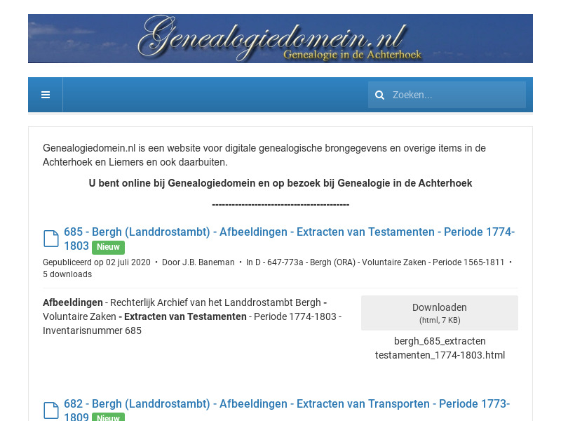 Screenshot van website