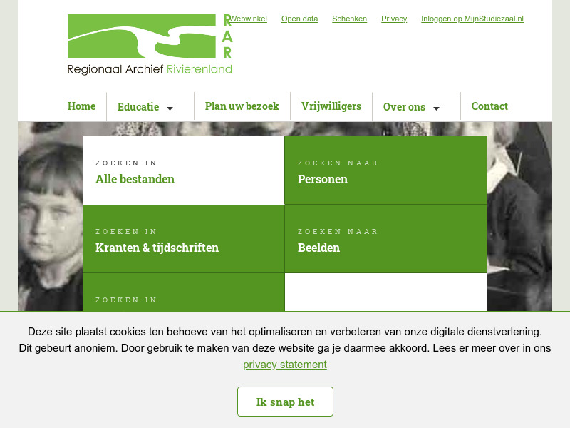 Screenshot van website